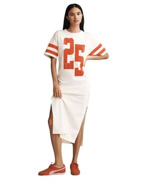 Anthropologie Daily Practice Womens Graphic T-Shirt Dress in Cream /Medium / NWT